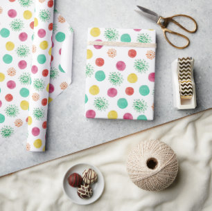 Dots multi-colour watercolor allo-over print wrapping paper