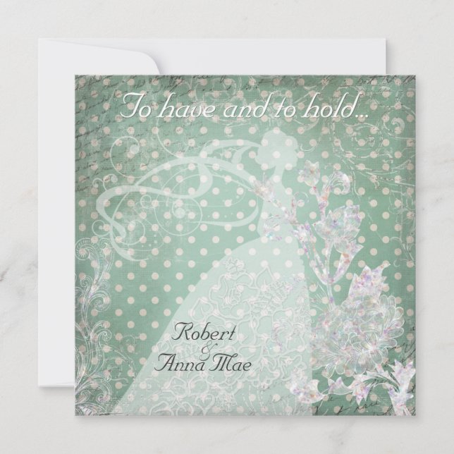 Dots on Teal Have and Hold Wedding Invite (Front)