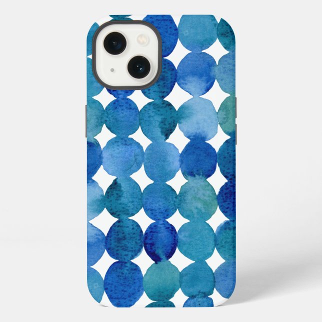 Dots pattern - blue and green iPhone case (Back)