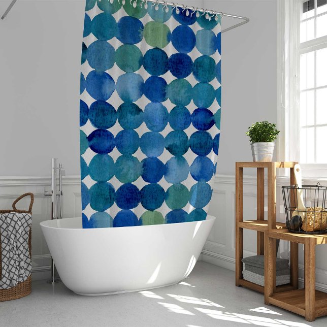 Dots pattern - blue and green shower curtain (Creator Uploaded)