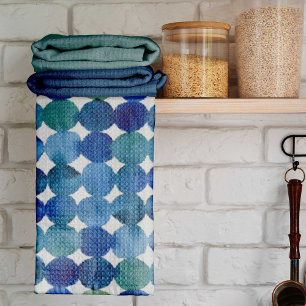 Dots pattern - blue and green. tea towel