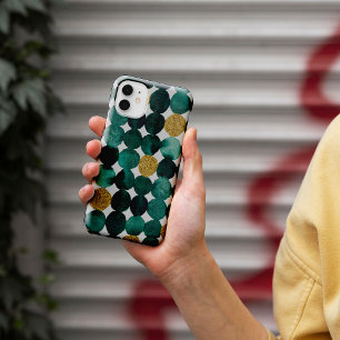 Dots pattern - emerald and gold glitter iPhone 13 case