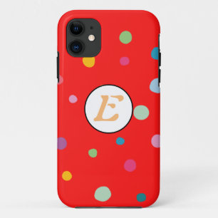 Dots pattern red colourful monogram joyful cute Case-Mate iPhone case