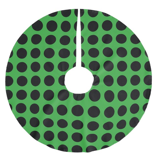 Dots seamless pattern black + your back brushed polyester tree skirt (Front)