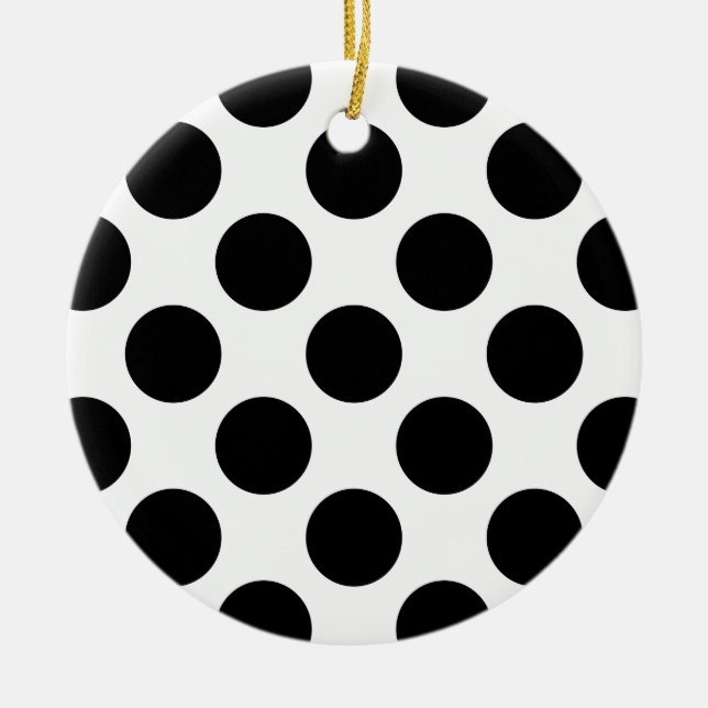 Dots seamless pattern black + your back ceramic tree decoration (Front)
