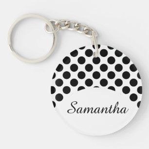 Dots seamless pattern black + your back key ring