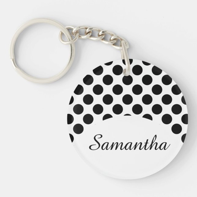 Dots seamless pattern black + your back key ring (Front)