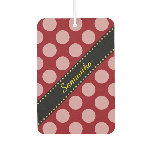 Dots seamless pattern white transp. + your backgr. car air freshener (Front)