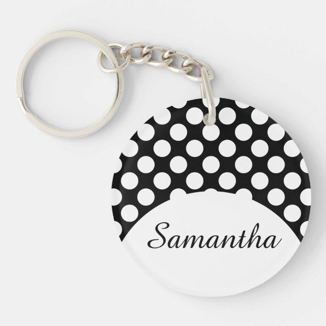 Dots seamless pattern white + your backgr. key ring (Front)