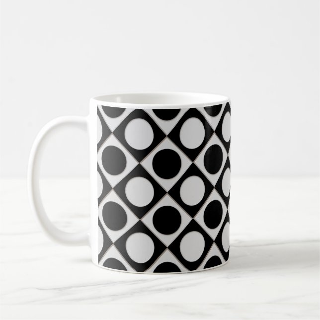 Dots & Squares / black white + your ideas Coffee Mug (Left)