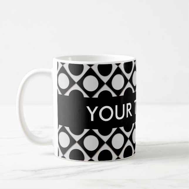 Dots & Squares / black white + your ideas Coffee Mug (Left)