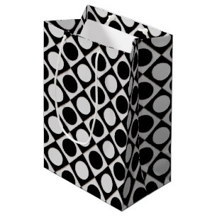 Dots & Squares / black white + your ideas Medium Gift Bag