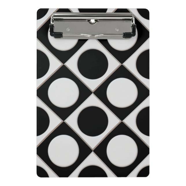 Dots & Squares / black white + your ideas Mini Clipboard (Front)