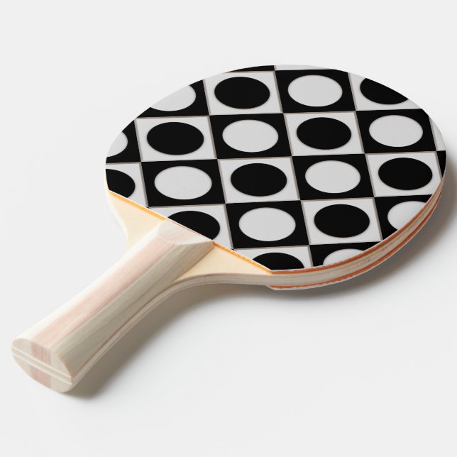 Dots & Squares / black white + your ideas Ping Pong Paddle (Front Angle)