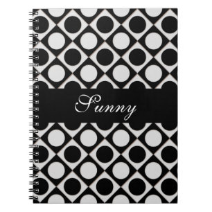 Dots & Squares / black white + your ideas Spiral Notebook