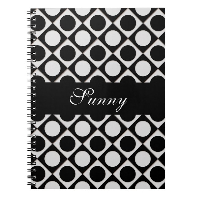 Dots & Squares / black white + your ideas Spiral Notebook (Front)
