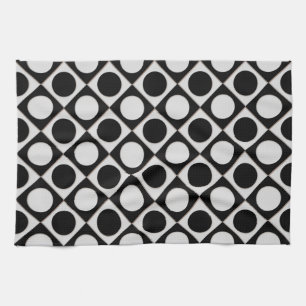 Dots & Squares / black white + your ideas Tea Towel