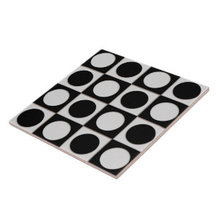 Dots & Squares / black white + your ideas Tile