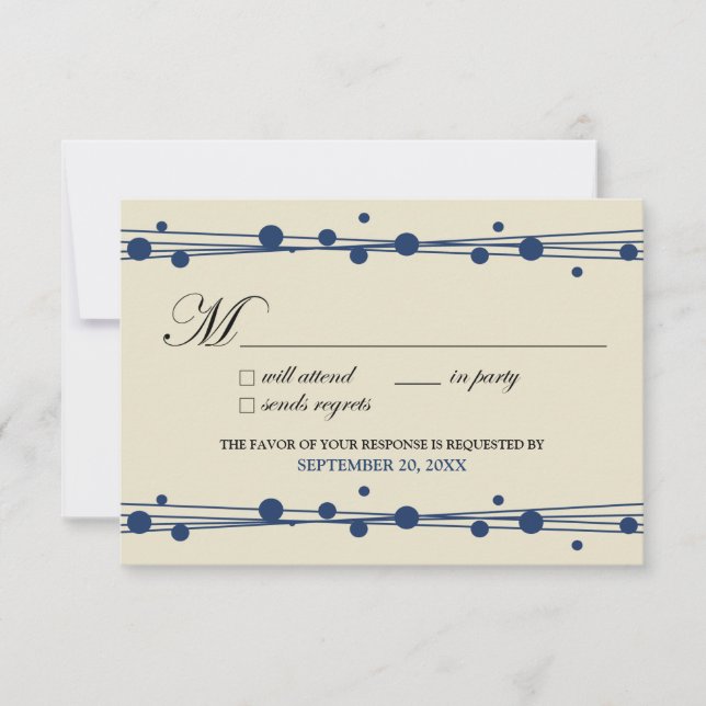 Dots & Straw RSVP Card (ivory/navy) (Front)