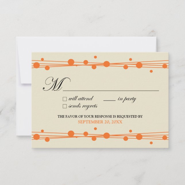Dots & Straw RSVP Card (ivory/orange) (Front)
