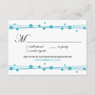 Dots & Straw RSVP Card (white/aqua)