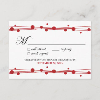 Dots & Straw RSVP Card (white/red)