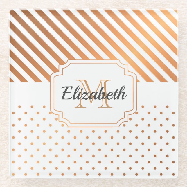 Dots & Stripes Glass Coaster (Front)