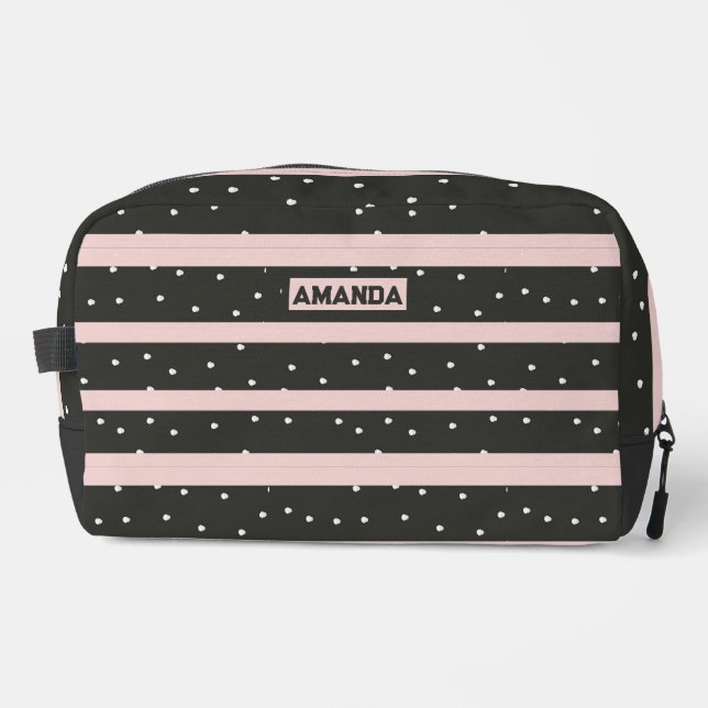 Dots & Stripes Personalised Dopp Kit (Front)