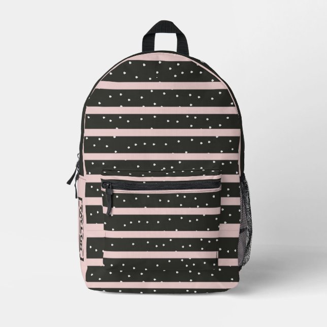 Dots & Stripes Personalised Printed Backpack (Front)