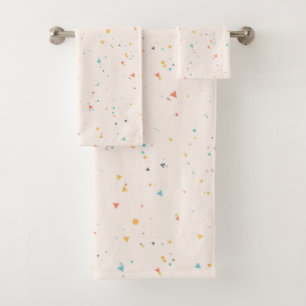 Dots & Triangle Confetti Pattern Bath Towel Set