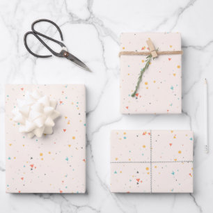 Dots & Triangle Confetti Pattern Wrapping Paper Sheet