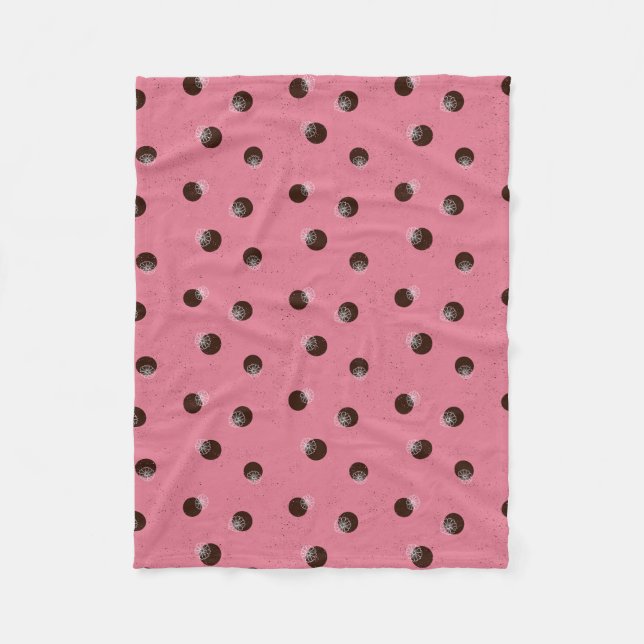 Dots with flowers on pink background fleece blanket (Front)