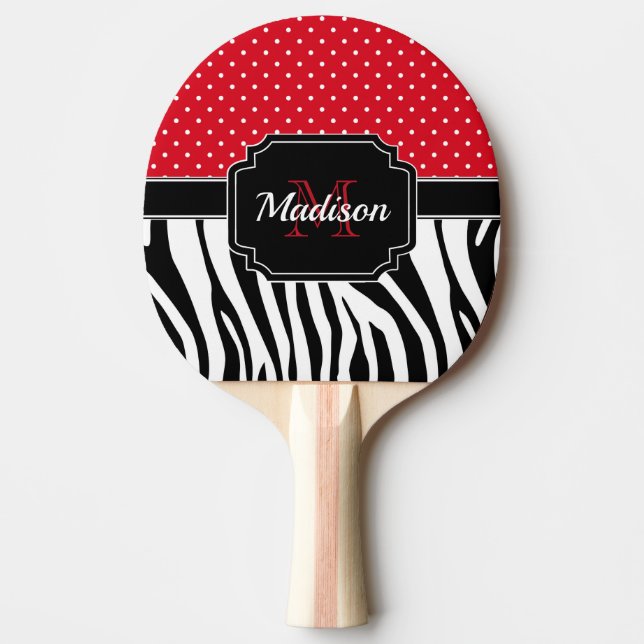 Dots & Zebra Print Ping Pong Paddle (Front)