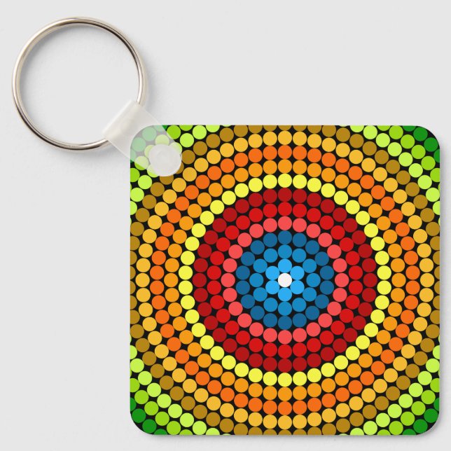 Dotted Abstract Mandala Art Design-65904 Key Ring (Front)