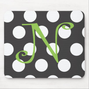 Dotted Black Mousepad Initial "N"