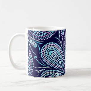 Dotted blue pattern with paisley and beads. Orname Coffee Mug