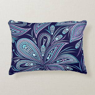 Dotted blue pattern with paisley and beads. Orname Decorative Cushion