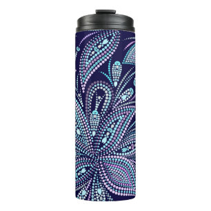 Dotted blue pattern with paisley and beads. Orname Thermal Tumbler