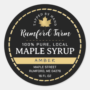 Dotted Border Gold Leaf Traditional Maple Syrup Classic Round Sticker