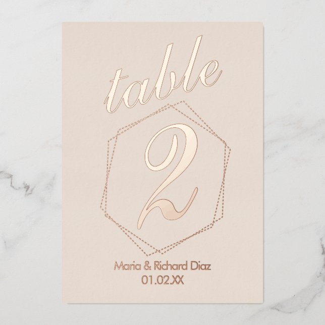 Dotted Border Pressed  Foil Table Number (Front)