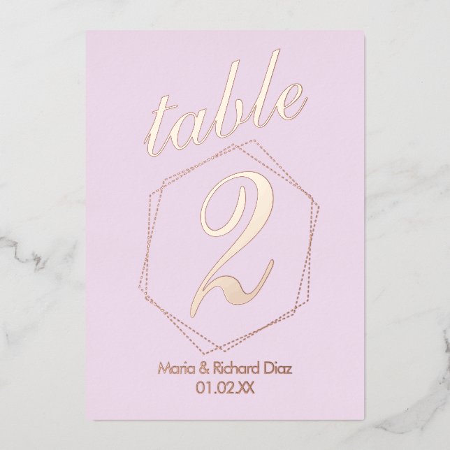 Dotted Border Pressed  Foil Table Number (Front)
