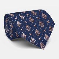 Dotted Botanical Pattern Rose Gold Navy Blue
