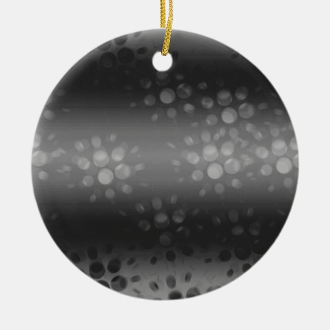 Dotted Bursts Pattern - Black, Grey, White Ceramic Tree Decoration (Front)