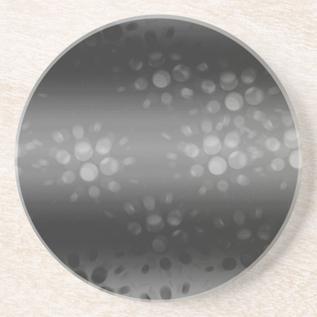 Dotted Bursts Pattern - Black, Grey, White Coaster (Front)