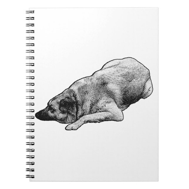 Dotted Calm Dog Inspires Quiet Holiday Journaling Notebook (Front)