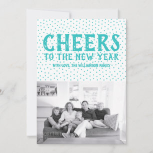 Dotted Cheers to the New Year Photo Card Teal