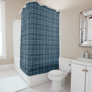 Dotted chequered pattern. Grey-blue. Shower Curtain