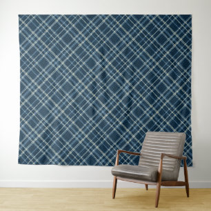 Dotted chequered pattern. Grey-blue. Tapestry