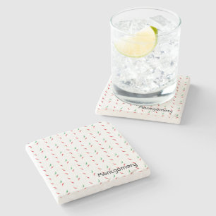Dotted Chile Pepper Pattern Stone Coaster