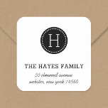 Dotted Circle Family Monogram Address Labels<br><div class="desc">Custom return address stickers personalised with your family monogram and address. Use the design tools to change the background colour and fonts to further customise your own unique design.</div>